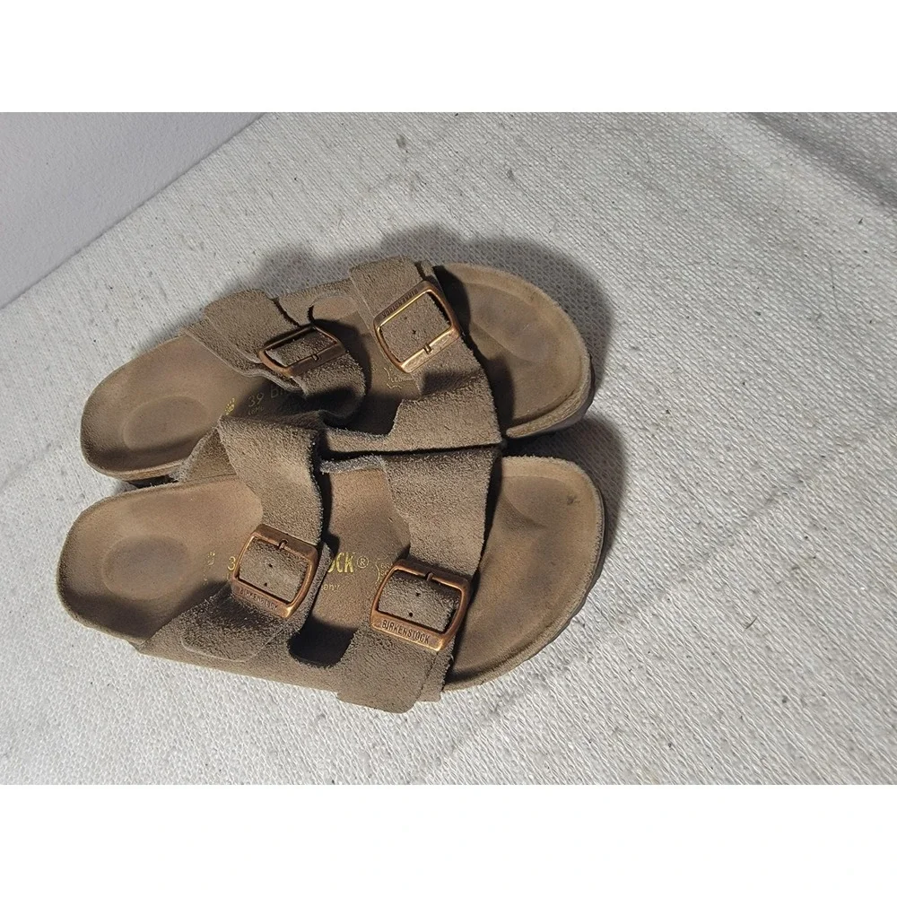 Birkenstock Arizona Suede Leather Sandals Taupe Brown EU 39 US L8 M6 Slide Shoes